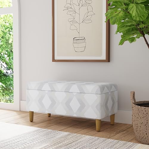 HomePop Malmo 36" Storage Bench - Natural Woven Geo - color: Natural Woven Geo
