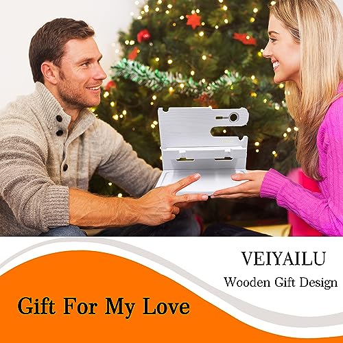 VEIYAILU Gifts for Women Girlfriend Him Men Dad Husband Boyfriend Nightstand Organizer Wood Phone Docking Station(White) - color: white