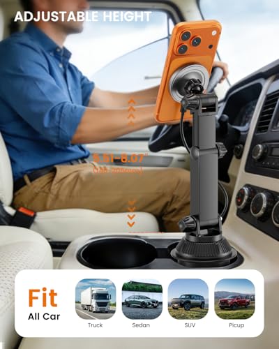 OHLPRO for MagSafe Cup Holder Car Mount Charger for iPhone 17, 15W Fast Charging Magnetic Cupholder Phone Mount, Compatible with iPhone 16 15 14 13 12 Series, for Kids Road Trip Essentials - color: Sliver