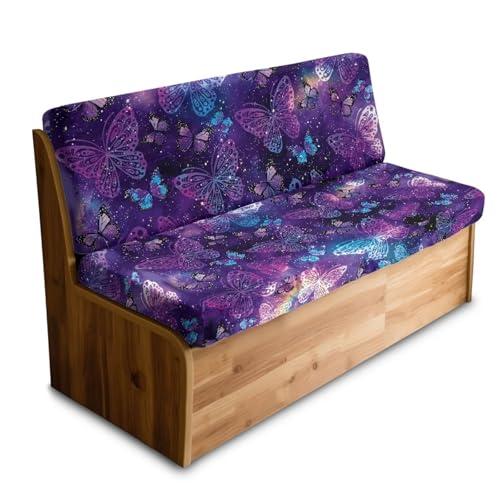 Galaxy Butterfly Print RV Dinette Cushion Covers Wear-Resistan Camper Seat Covers Dinette Booth Flannel RV Couch Protector Include 1 Backrest Cover and 1 Bench Cover - color: Galaxy Butterfly