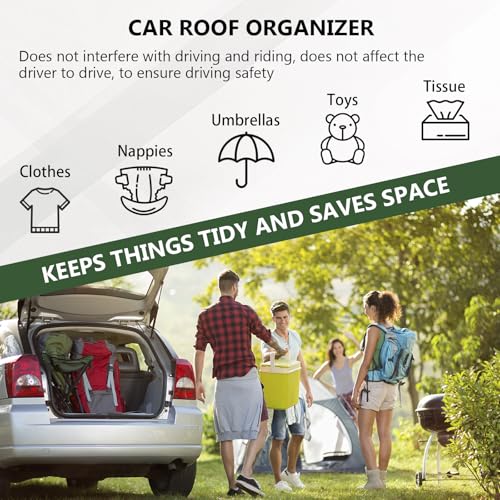 Car Ceiling Cargo Net,35.43"×25.59" Auto Ceiling Storage with Reinforced Buckle Fastener,Double Layer Mesh Roof Storage Organizer,Universal Camping Essentials for Cars, Vans, SUVs