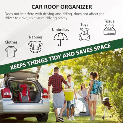 Car Ceiling Cargo Net,35.43"×25.59" Auto Ceiling Storage with Reinforced Buckle Fastener,Double Layer Mesh Roof Storage Organizer,Universal Camping Essentials for Cars, Vans, SUVs