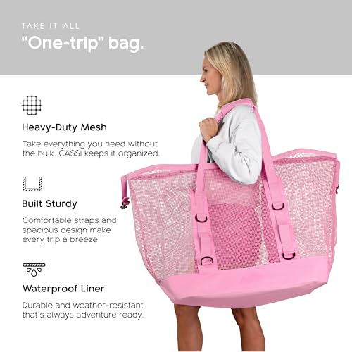 MISSION Boat Gear CASSI Heavy-Duty Outdoor Tote and Waterproof Marine-Grade Mesh Boat Bags - color: Rosé, size: 170 Liter