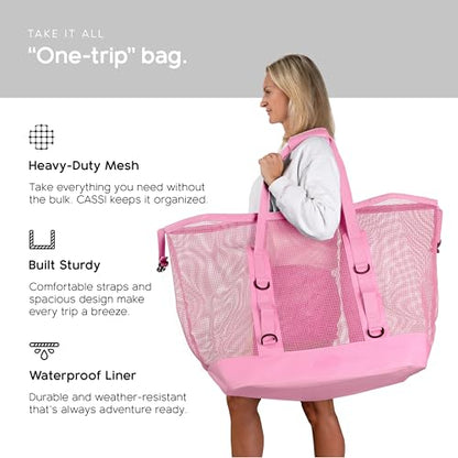 MISSION Boat Gear CASSI Heavy-Duty Outdoor Tote and Waterproof Marine-Grade Mesh Boat Bags - color: Rosé, size: 170 Liter