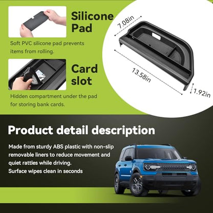 HGWEI Dash Storage Tray Compatible with 2025 2026 Ford Bronco Sport Interior Accessories, Center Console Dashboard Organizer Behind Screen 13.2" Display Mount Holder (Not for 2021-2024 Models)