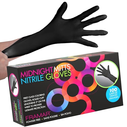 FRAMAR Black Disposable Gloves Large – 12 INCH Latex Free Gloves Large, Guantes Desechables, For Hair Dye, Cleaning, Tattoo, Mechanics – Extra Durable & Resistant – 100 Pack - size: Large (Pack of 100)
