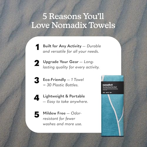 Nomadix Original Towel - Perfect for Beach, Pool, Travel, Camping, Yoga - Made with Recycled Materials - Super Absorbent - Sand Resistant - Big Sur - 72.5x30 - color: Big Sur