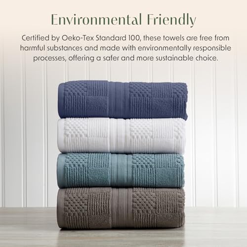 Springtree Home 100% Cotton Bathroom Towel Set | 6 Piece Set - Blue Towels | Geometric Textured Design | Absorbent & Quick-Dry | Oeko-TEX® Standard 100 Cotton | Myla Collection - Indigo - color: Indigo, size: 6 Piece Set
