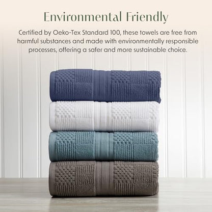 Springtree Home 100% Cotton Bathroom Towel Set | 6 Piece Set - Blue Towels | Geometric Textured Design | Absorbent & Quick-Dry | Oeko-TEX® Standard 100 Cotton | Myla Collection - Indigo - color: Indigo, size: 6 Piece Set