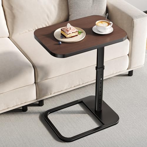 Adjustable Height TV Tray Table for Couch Eating & Small Spaces, Flip-Top Sofa Side Table with Safe Rounded Corners for Living Room, Bedroom & Apartment, Portable Laptop Snack Table, Espresso - color: Espresso