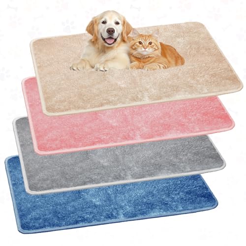 Drydiet 4 Pcs Pet Carrier Pad Travel Pet Reversible Dog Mat Replacement Liners for Travel Dog Bed Pad Washable Plush Double Sided Bed Mat for Cat Kennel Crate(Colorful,17 x 11 Inch) - color: Colorful