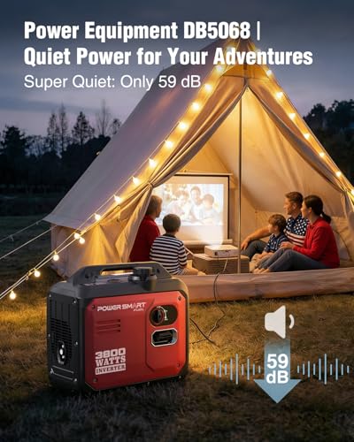 PowerSmart 3800W Portable Inverter Generator, 59 dBA Super Quiet Gas Powered, 143cc 4-Stroke OHV, Parallel Ready, EPA Compliant for RV Camping, Tailgating and Home Emergency Backup
