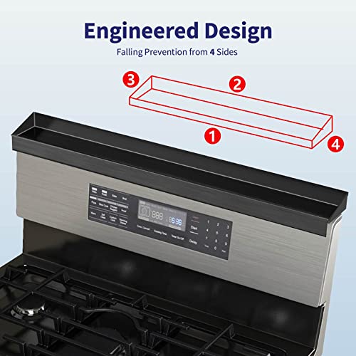 Mount Walker 30" Upgrade Stainless Steel Stove Top Shelf, Magnetic Shelf for Kitchen, Over The Stove Spice Rack Organizer, Back of Oven Rack with Border All Around, Black - color: Black