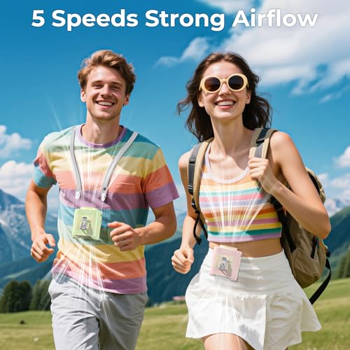 AMACOOL Portable Waist Fan Clip On, Gifts for Men Dad Husband, 10000mAh Rechargeable Wearable Shirt Fan, Powerful Belt Fans, Birthday Gifts for Women Jobsite Travel Camping Essentials 2026 - color: Pomelo