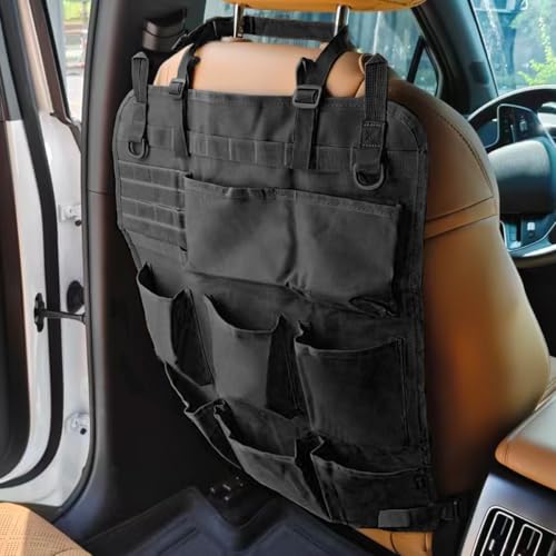 Car Backseat Organizer, Waterproof Oxford Automotive Seat Back Protector with 8 Pockets, Hanging Vehicle Behind Seat Storage Bag, Universal Travel Accessories for RV, SUV, Truck(Black) - color: Black