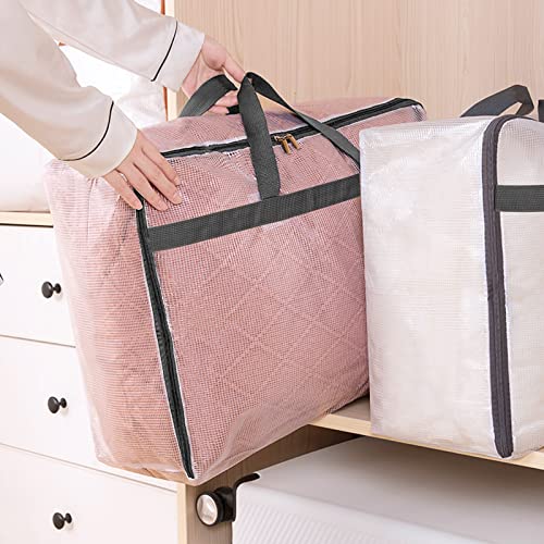 Fixwal 4 Pack 75L Extra Large XL Clear Storage Bags With Zipper for Blankets, Quilts, Clothes, Comforter, Bedding and Pillows - size: 75L