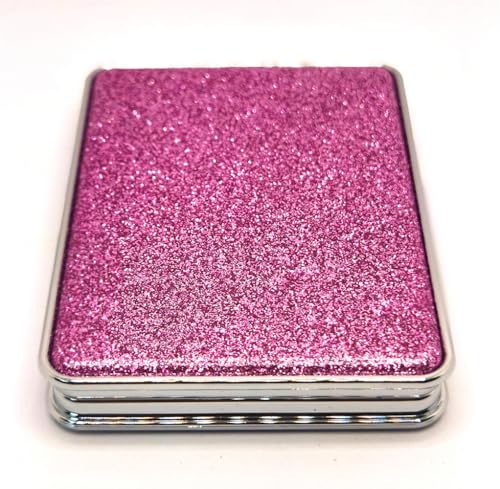 Square Purple Compact Mirror for Women,Small Magnifying Travel Mirror with Glitter,Portable 2 x 1x Magnification Folding Pocket Makeup Mirror Cosmetic Mirror for Gift,Travel Essentials - color: Purple-square