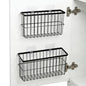 FAMNONE 2 Pack Adhesive Cabinet Door Organizer – 5.9” Deep Lid Organizer for Cabinet, No Drill Wall Mounted Storage Box for Pantry Door, Kitchen & Bathroom Space Saving Organizer