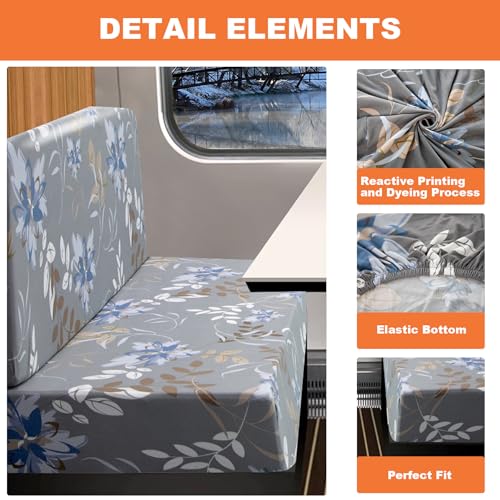 FUANGUI RV Dinette Cushion Covers - Stretch Camper Cushion Booth Seats Replacement - Washable Sofa Furniture Protector (A3, 2 Bench & 2 Backrest Covers) - color: A3