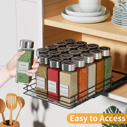 RCHYFEED Pull Out Spice Rack Organizer for Cabinet,Slide out Spice Organizer for Inside Cabinets,Heavy Duty Spice Organization for Kitchen and Pantry,Seasoning,Sauces(1-Tier,8.5" Wx10.5 Dx2.5 H) - size: 1 Tier-8.5''Wx10.5''Dx2.5''H