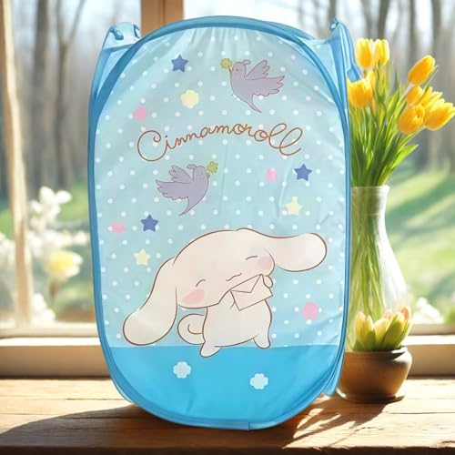 Cute Cartoon themed Laundry Basket, Mesh Pop Up Hamper with Carry Handles, Large Capacity Collapsible Storage for Room, Dorm | Travel & Camping (Cinnamll) - color: Cinnamll