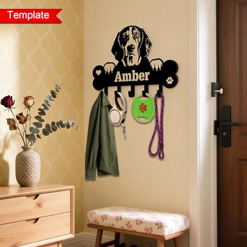 NIWAHO Dog Leash Holder Wall Mount Personalized Name - Custom Swedish Vallhund Metal Sign with Bone Key Hooks, Pet Leash and Key Organizer for Entryway - color: Swedish Vallhund