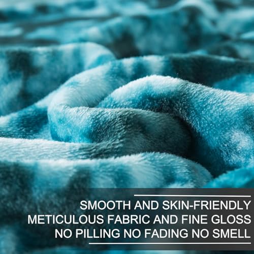 Richave Fuzzy Throw Blanket Travel Size - Teal, Premium Lightweight Anti-Static, Plush and Furry Faux Fur, Reversible Throw Blankets for Sofa and Bed, 50x60 Inches,Teal - color: Teal, size: Travel (50-Inch-by-61-Inch)