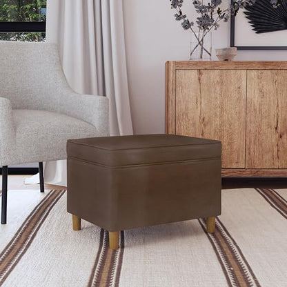 HomePop 24" Dinah Collection Storage Ottoman - Brown Faux Leather - color: Brown Faux Leather