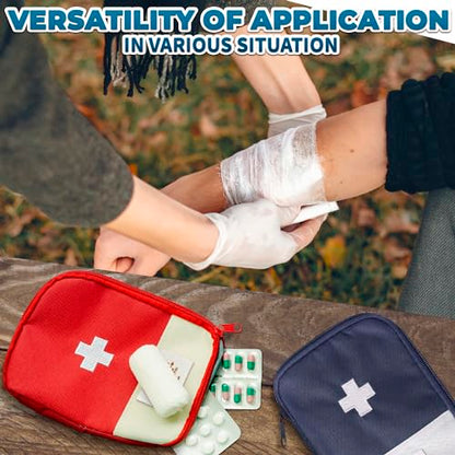 2 Pcs Travel First Aid Bag Empty Portable Storage - Small Medical Bag Empty with Multiple Compartments, 7.1x5.1" Small First Aid Pouch with Zipper Closure - Outdoor Adventure Gift for Camping & Hiking