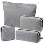 Sanwuta 4 Pcs Seersucker Pouch Cosmetic Bag Set Seersucker Makeup Bag Women Stripe Large Travel Toiletry Organizer Aesthetic Preppy Storage for Embroidery Women Bridesmaid Gifts(Black) - color: Black