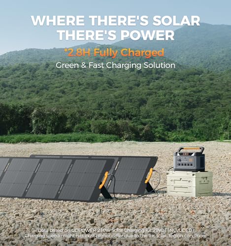UDPOWER S1200 Solar Generator with 240W Panel, 1200W (Surge 1800W) UPS, UL2743, for Home RV Emergency, Fast Solar Charging - style: Bundle(S1200+240W)