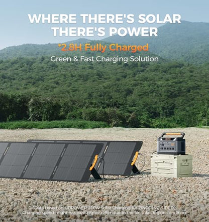 UDPOWER S1200 Solar Generator with 240W Panel, 1200W (Surge 1800W) UPS, UL2743, for Home RV Emergency, Fast Solar Charging - style: Bundle(S1200+240W)
