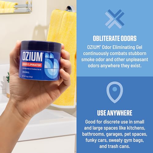 Ozium 4.5 Oz. Odor Eliminating Gel for Homes, Cars, Offices and More, Original, 4 Pack - size: 4.5 Ounce (Pack of 4)