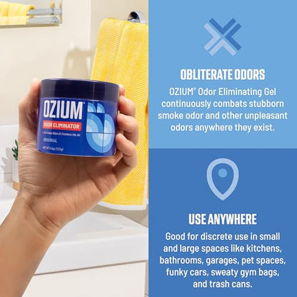Ozium 4.5 Oz. Odor Eliminating Gel for Homes, Cars, Offices and More, Original, 4 Pack - size: 4.5 Ounce (Pack of 4)