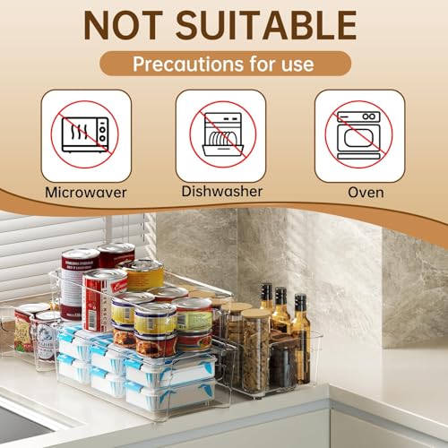 incostar Clear Fridge Organizer, Refrigerator Organizer Bins with Handle, Freezer, Kitchen Cabinet, Pantry Organization, BPA Free Fridge Organizers (12.4 inch 10 Pack) - size: 12.4 inch 10 Pack