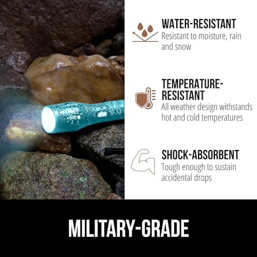 GORILLA GRIP Powerful LED Tactical Flashlight, 750 FT High Lumens 5 Adjustable Modes, Water Resistant, Ultra Bright Zoom Flashlights, Small Mini Flash Light, Camping, Night Dog Walking, Turquoise - color: Turquoise
