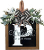 Last Name All Year Round Front Door Wreath with 26 Initial Letter Welcome Sign All Seasons Eucalyptus Garland and Bow ，Farmhouse, Porch, for Spring Summer Fall All Seasons Holiday Halloween Christmas.（P） - color: P