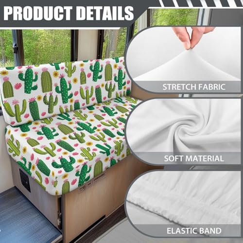 NDISTIN Cactus RV Dinette Cushion Covers 2 Sets Anti-Slip Rv Couch Covers for Sofa Bed Comfortable RV Bench Seat Covers for Dinette, Include 1 Bench Cover & 1 Backrest Cover - color: Cactus