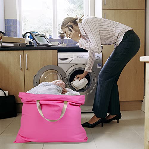 Cotton Canvas Laundry Bag with Handles & Drawstring Straps, Heavy Duty Extra Large Laundry Bags for Laundromat and Household, 25.5x34 Inch, Hot Pink - color: Hot Pink