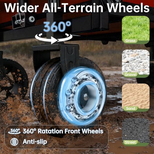 Extra Long Collapsible Wagon Cart, 480LBS Heavy Duty Utility Wagons with All-Terrain Wheels, Foldable Grocery Carts for Gardening, Shopping, Beach, Camping, Cherry Red - color: Cherry Red