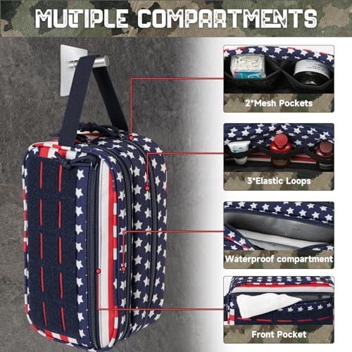 QT&QY Tactical Toiletry Bag For Men Hygiene Bag EDC Military Tool Molle Pouches Small Dopp Kit Mens Shaving Kit Travel shower Bags Star-Spangled - color: 1 US Star-Spangled