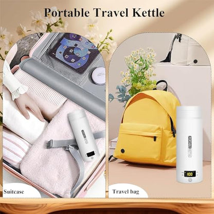 Electric Travel Kettle, Portable Tea Maker - 450ML Stainless Steel (White) with 4 Variable Presets - color: Whit-450ml