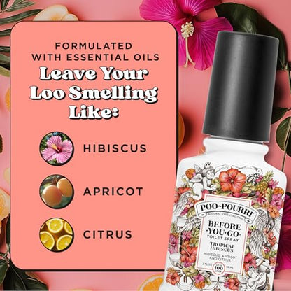 Poo-Pourri Before-You-Go Toilet Spray, Tropical Hibiscus, 2 Fl Oz - Hibiscus, Apricot and Citrus - size: 2 Fl Oz (Pack of 1)