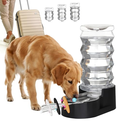 RIZZARI Black 8L Gravity Dog Water Dispenser– Ion Exchange & Carbon Filter | Urinary Health, Auto-Refill with No Pump, Spill Resistant, for Multi-Pet Homes, BPA-Free, Easy-Clean - color: Dark Black, size: 8L