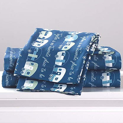 The Lakeside Collection Our Favorite Place is Together Bedding Sheet Set with Pillowcases - Full Blue/Gray - size: Full Sheets