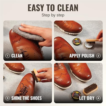 Stone and Clark Original Shoe Polish & Care Kit - Leather Shoe Shine Kit for Men & Women - style: Dark Brown