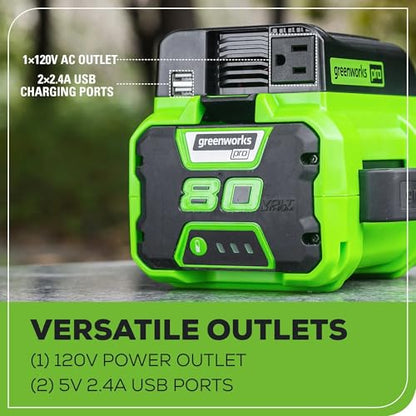 Greenworks Pro 80V (300 Watt) Power Inverter, 120V AC, for Charging Small Electronics, Smart Phones, Tablets, Small Televisions, Tool-Only, IV80A00