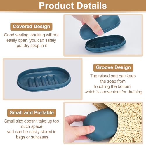 4Pcs Bar Soap Holder, IEMIEBSHA Leakproof Portable Travel Soap Dish Case with Lid, Travel Size Essentials Box Container for Home Bathroom Shower Outdoor Camping Hiking Traveling Gym