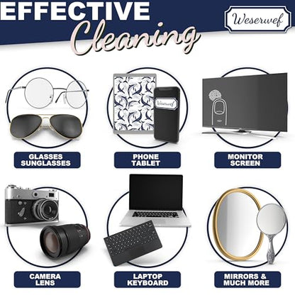 WESERWEF Design Microfiber Glasses Cleaning Cloth – Premium Cleaning Cloth for Eyeglasses, Screens, Tablets, Cameras & Lenses, 12" x 12", Ultra-Soft & Scratch-Free (Whales) - color: whales