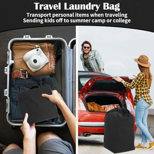 Canvas Laundry Bags with Handles & Square Base 13.8"Wx13.8"Dx27.6"H, Large Heavy Duty Laundry Hamper Bag, College Dorm Washable Drawstring Canvas Dirty Clothes Sack (Black) - color: Black 1-Pack | Square Base, size: 13.8"Wx13.8"Depthx27.6"H